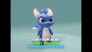 Cartoon Baby Dragon 3d Model (Blue) [Animated]