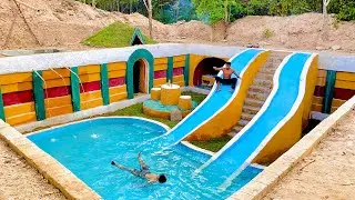 120 Days Building Underground House With Water Slide To Swimming Pool