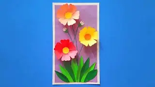 Весенняя аппликация "Объемные цветы" из бумаги / Цветы из бумаги / Collage Paper Flowers 🌸 DIY