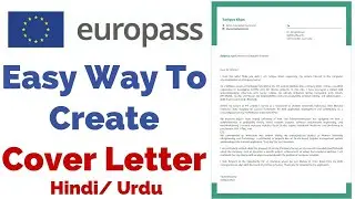 Create Free Best EUROPASS Cover Letter | Cover Letter For Jobs | Professional Letter in Hindi/ Urdu