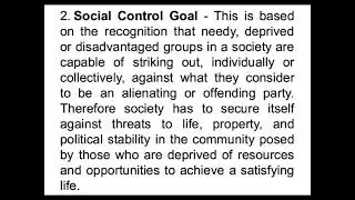 Three goals of Social Welfare