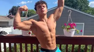 16 years old Teen flexing muscle