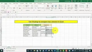 Use Vlookup to compare two columns in Excel