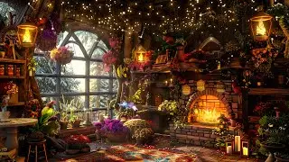 Magical Winter Cabin Ambience ❄️✨ Cozy & Relaxing Music ~ Fireplace🎄 Focus, Calm, Study