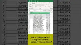 ✅ Как посчитать возраст человека ✅ считаем возраст людей в эксель #excel  #эксель #shorts