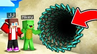 JJ And Mikey Found LONGEST TUNNEL of SWORDS in Minecraft Maizen