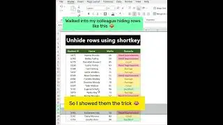 Unhide Excel rows using the shortcut | Excel Tips & Tricks | Excel Shorts