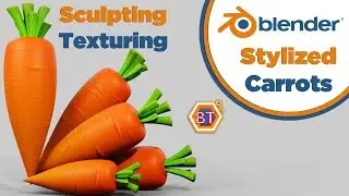 Blender Tutorial - Low Poly Modelling | Stylized  Carrots | Sculpting  + Texturing