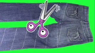 New designer skirt, jeans recycling step by step DIY. Fast and easy continuous cut and spiral sewing