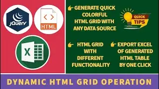 Dynamic Colorful HTML Grid Operation using Data Source || Different Functionality || Export Excel