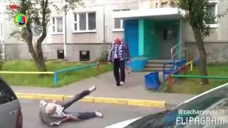 Two old guy fight