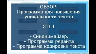 ОБЗОР! Программа повышения уникальности текста 3 В 1: синонимайзер, рерайт, кодировка текста 2023