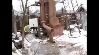 Пуск  реактора синтез газа, газогенератор. 066.mpg