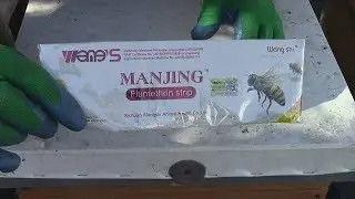 Устанавливаю полоски от клеща Варроа.Installing strips from the Varroa mite