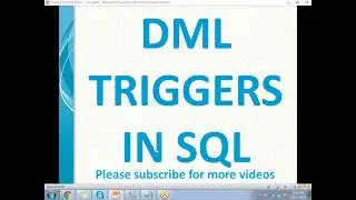 DML Triggers in SQL