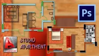 PhotoShop // Rendering AutoCAD Plan Tutorial // Studio Apartment