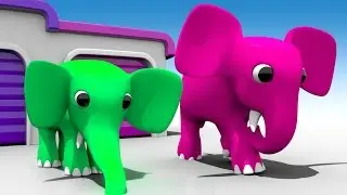 Cartoons Elephants Garage to Learn Colors for Children - 3D Kids Learning Videos