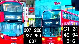 London Buses at Sheppards Bush Westfield Shopping Center 11 Feb 2022