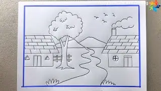 House of Scenery Drawing with Pencil | Art Tutorial