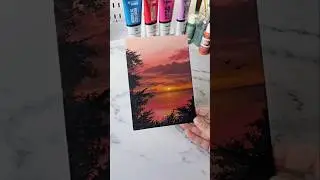 Easy way to paint a sunset / acrylic painting on canvas board / painting ideas for beginners