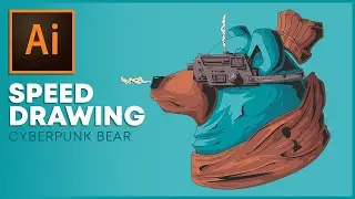 Illustrating a Cyberpunk Bear in Adobe Illustrator | Speed Drawing Process | jey wee