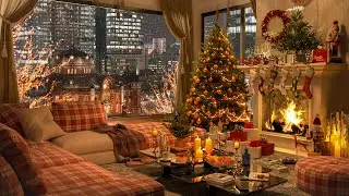 Christmas Vibes 🕯️ | Night Living Room Ambience with Jazz 🌃 Christmas Jazz Music | Relax, Sleep