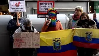 Manifestación en apoyo a la lucha del pueblo ecuatoriano