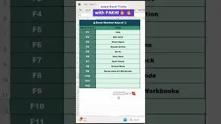Excel Shortcut Keys😎🤗 || Quick and Easy Tutorial👍⌛🔥 