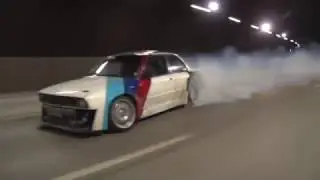 BMW E30 V8 Turbo Smoking down Stockholm!