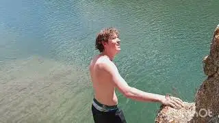 Jumping off the Rock at Kingston Lake