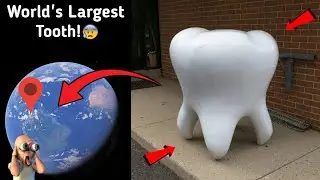 😰 Found World's Largest Tooth 🦷 Sculpture in Real Life On Google Earth! #maps #earth