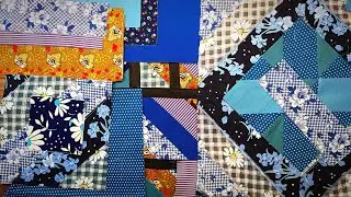 The technology of combining any colors and textures! A block in the patchwork technique of scraps.