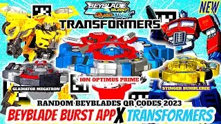 STINGER BUMBLEBEE | ION OPTIMUS PRIME | MEGATRON Premium Beyblade Burst App  Transformers | QR CODES