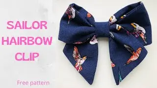 Sailor Hair Bow Clip Tutorial/ Free Pattern/