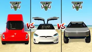 Tesla Semi vs Tesla X vs Tesla Cybertruck in GTA 5 - which is best?