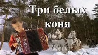 Три белых коня ♫ Песня на гармони ♫    Children playing the accordion