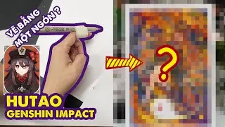 DRAWING CHALLENGE With One Finger - Hutao from Genshin Impact | Huta Chan