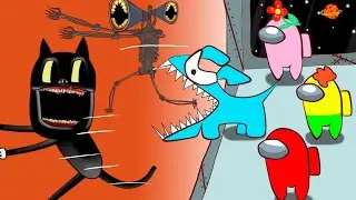 Cartoon Cat Vs Siren Head в Among Us : питомец собачка побеждает ( анимация )