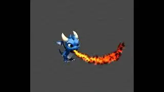 Cartoon Baby Dragon 3d Model (Blue) - Dragon Fire [Unity]