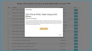 Modal with Dynamic Previous & Next Data Button by Ajax PHP