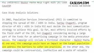 PSI India–Will Balbir Pasha Help Fight AIDS (A) Case Study Help - Caseism.com