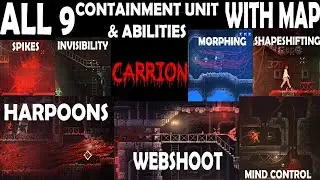 Carrion Horror game, All 9 Containment unit and 9 Abilities locations with map, INVISIBLITY, HARPOON