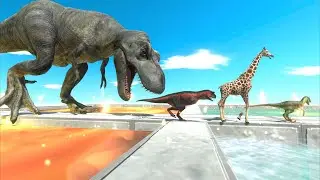 Who Escapes the Dark T Rex? - Dinosaurs Run Away With Animals