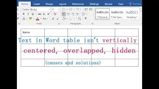 Text in the table in Word is not vertically centered, overlapped, hidden, and incompletely displayed