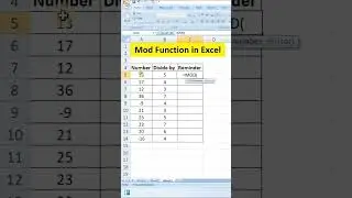 #shorts | #exceltutorial | Mod Function in Excel