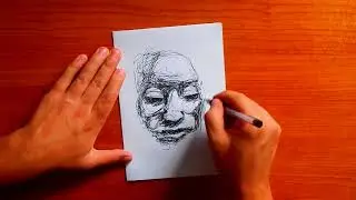 Portrait Drawn Entirely By Scribbling | Scribble Drawing Technique (real time)