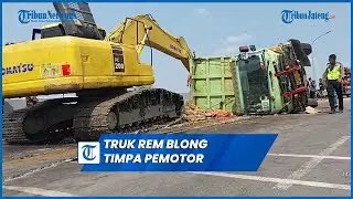 Kecelakaan Truk Muatan Tanah Urug Rem Blong di Flyover Dermoleng Brebes Timpa Pemotor 1 Tewas 3 Luka