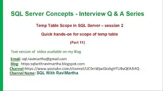 Quick Practical on Temporary tables in SQL Server | Temp Tables| Local Temp Table | Global TempTable