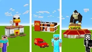 Minecraft FAST FOOD RESTAURANT CHALLENGE 🍕 / Noob vs Pro vs Hacker in Minecraft