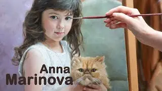 PORTRAIT PAINTING. GIRL WITH A CAT. ANNA MARINOVA. How to paint a cat. Анна Маринова